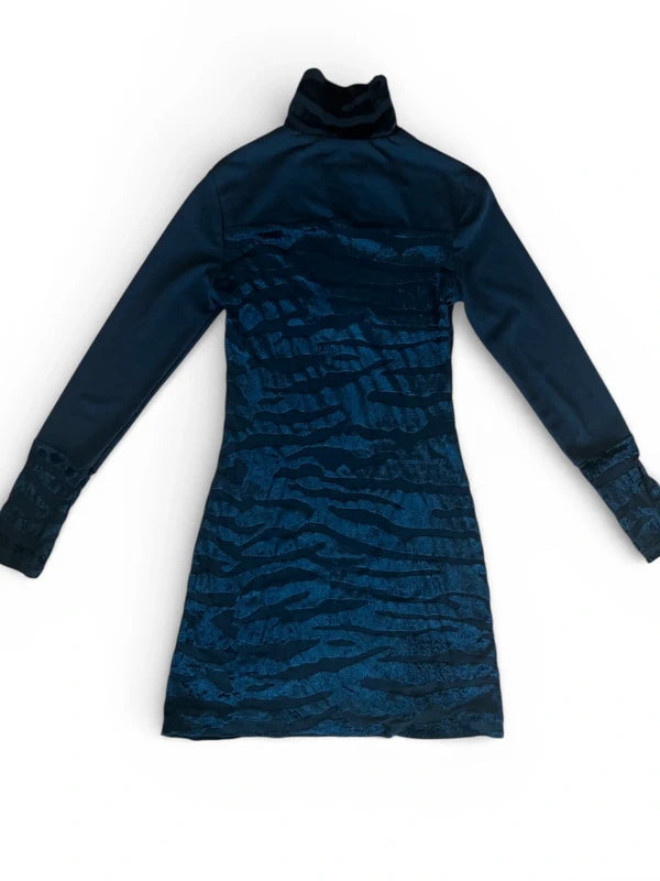 Mini polo dress con tessuto devorrè zebra in velluto