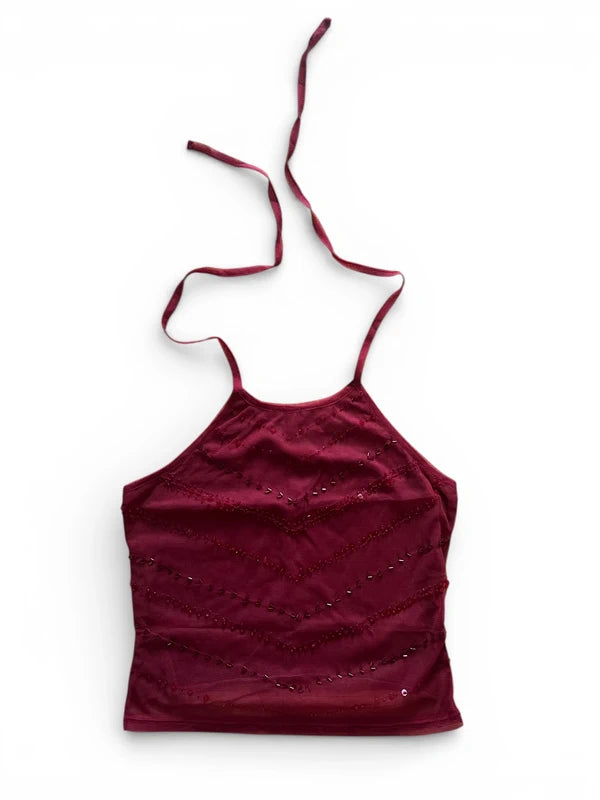 Top burgundy con paillettes