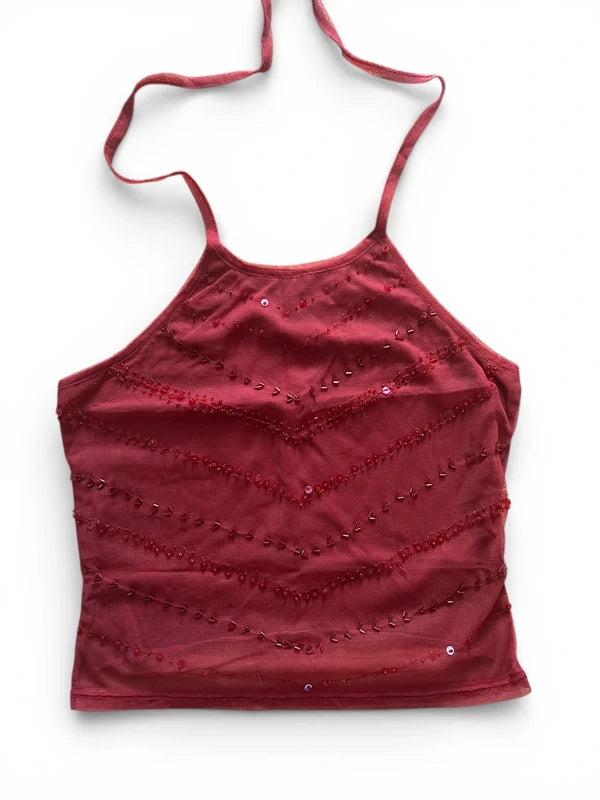 Top burgundy con paillettes