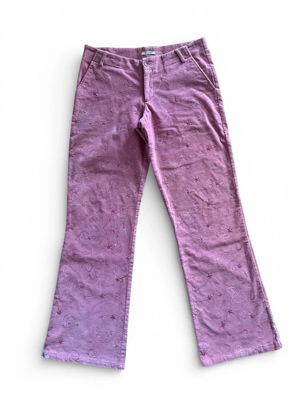 Pantaloni rosa Extyn con ricamo perline