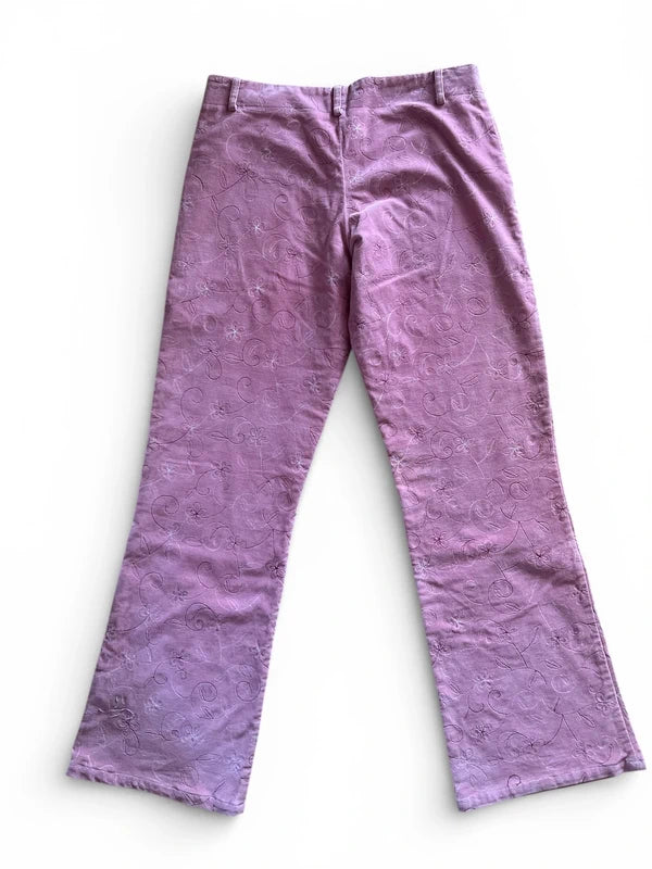 Pantaloni rosa Extyn con ricamo perline