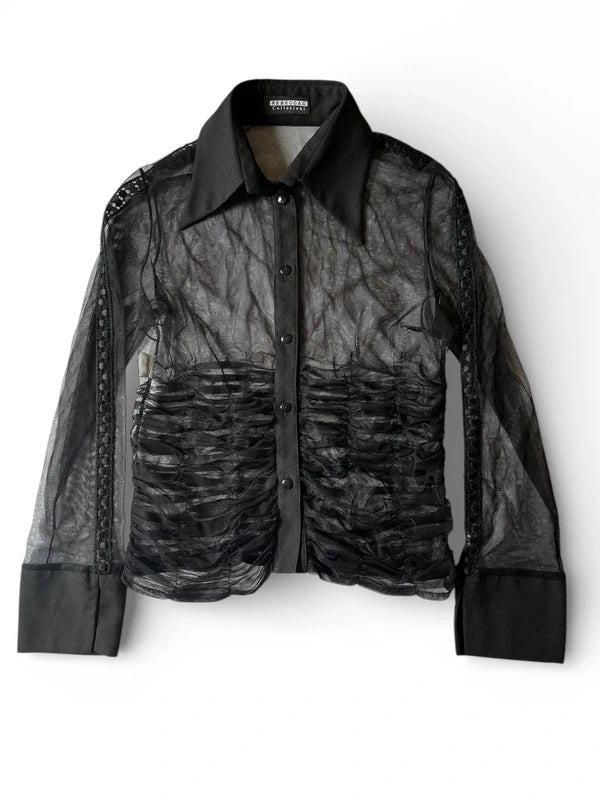Camicia semitrasparente con vita arricciata