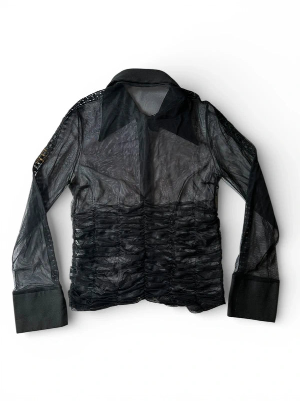 Camicia semitrasparente con vita arricciata