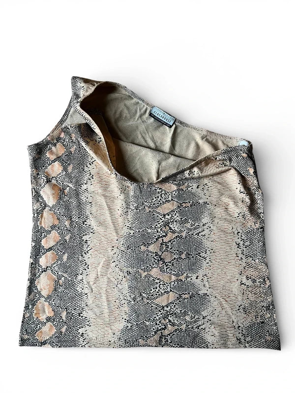 Top monospalla pitonato leggermente shimmer