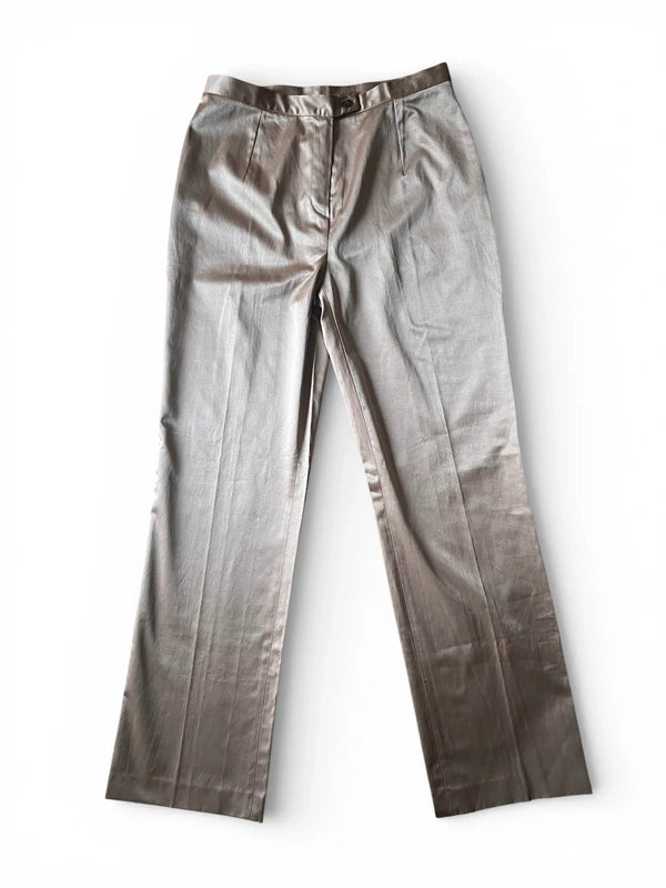 Pantaloni stretch satin gold