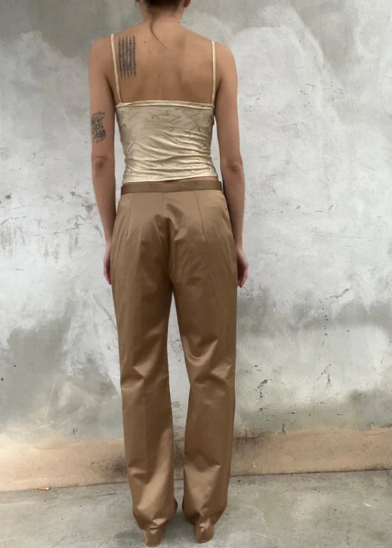 Pantaloni stretch satin gold