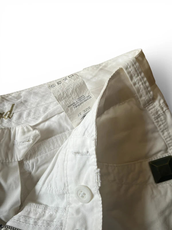 Pantalone cargo bianco con intarsi pizzo sangallo