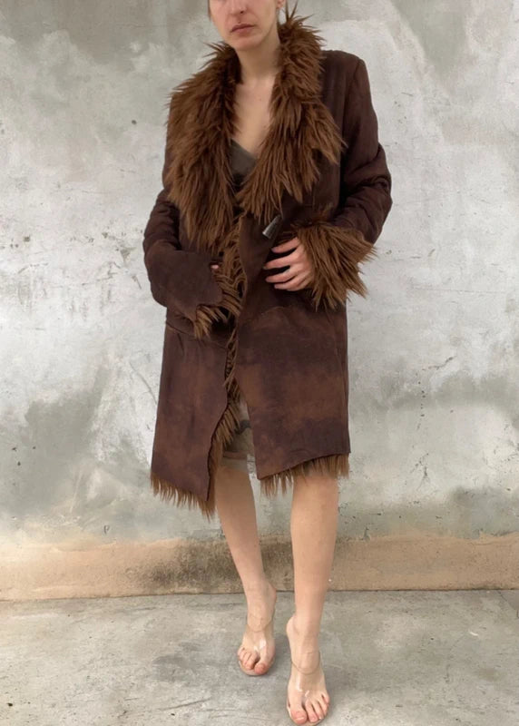 Fake fur long coat from 90s