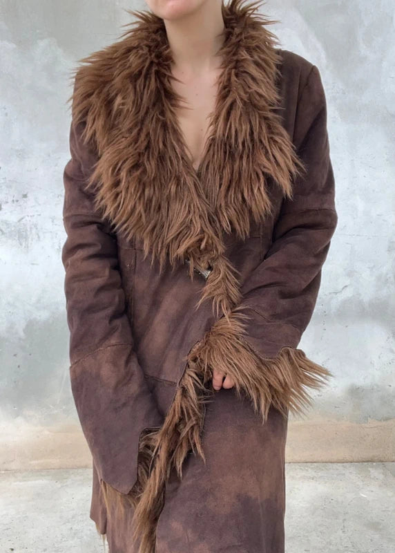 Fake fur long coat from 90s