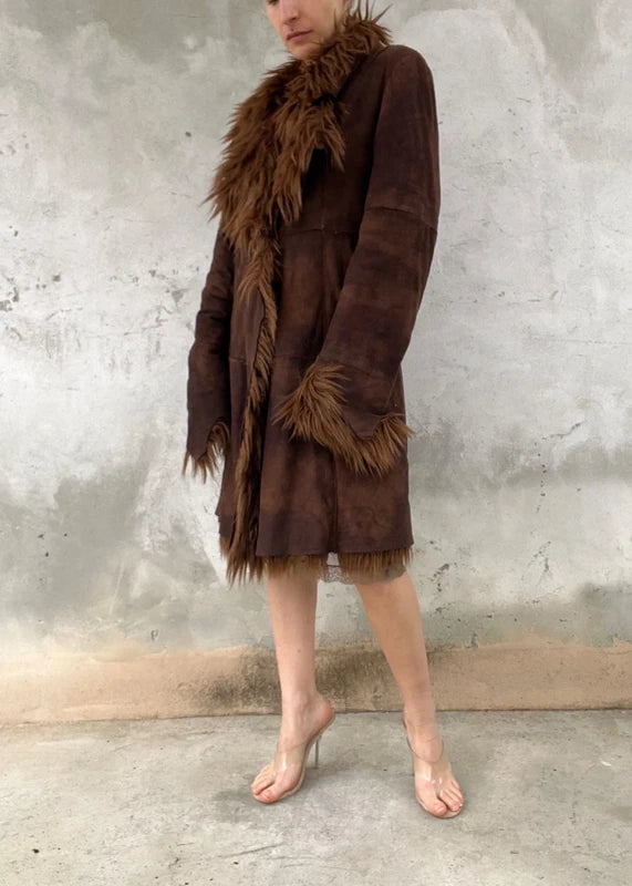 Fake fur long coat from 90s