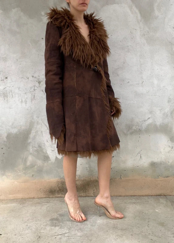 Fake fur long coat from 90s