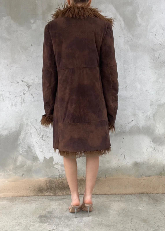 Fake fur long coat from 90s