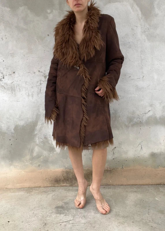 Fake fur long coat from 90s