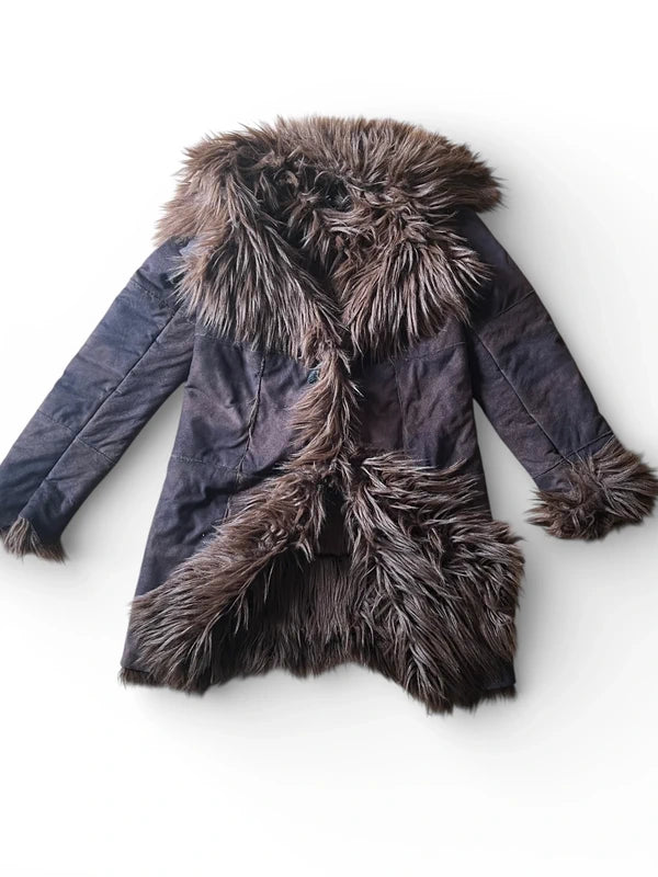 Fake fur long coat from 90s