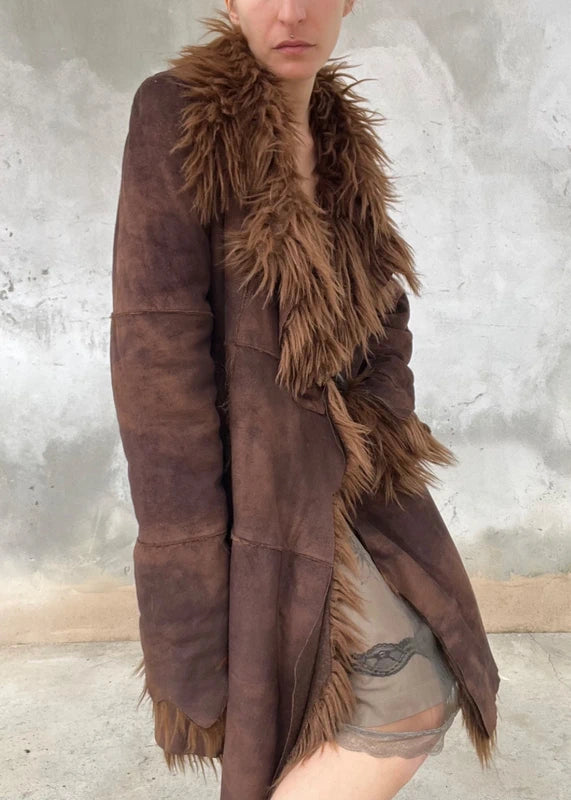 Fake fur long coat from 90s