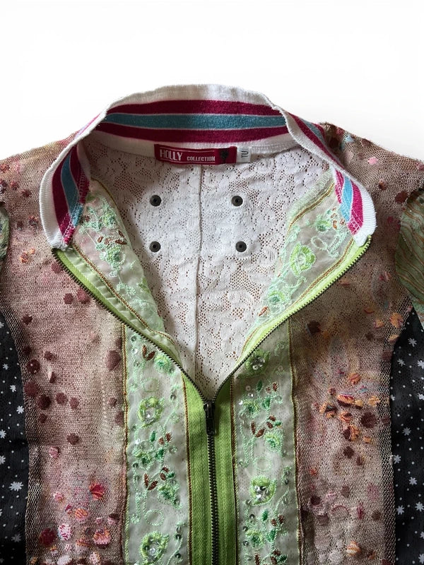 Zip top anni 90 mix tessuti