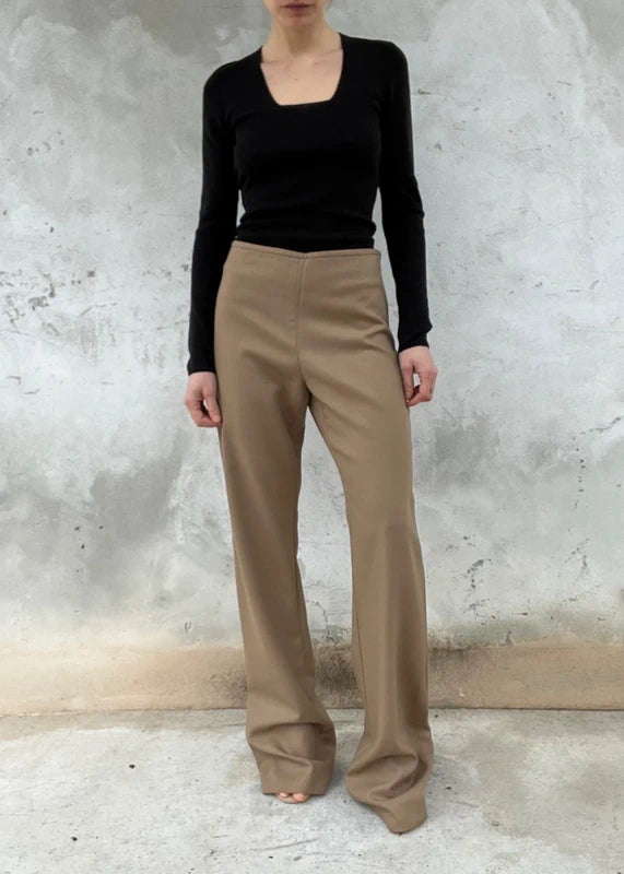 Pantaloni in misto lana beige
