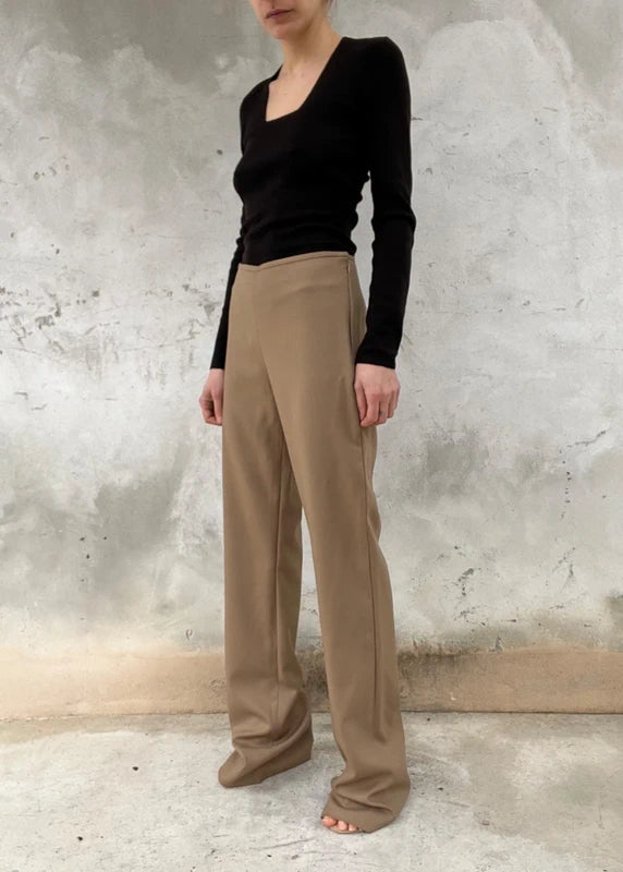 Pantaloni in misto lana beige