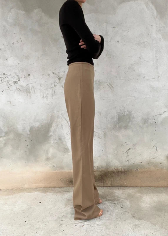 Pantaloni in misto lana beige