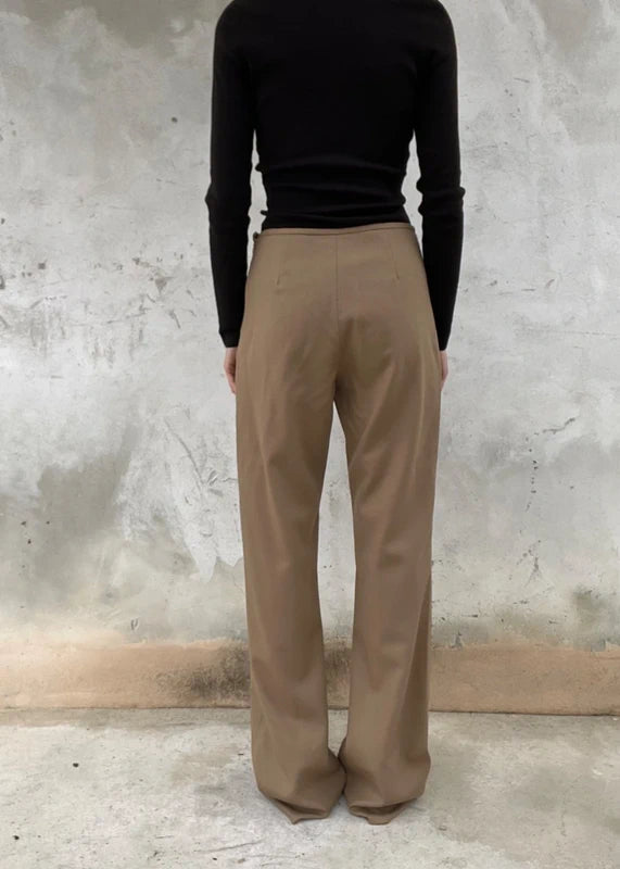 Pantaloni in misto lana beige