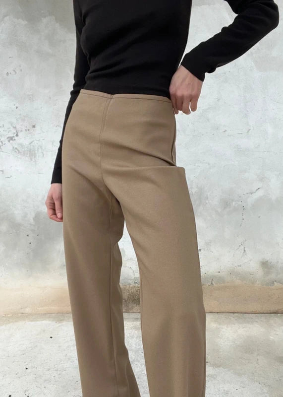 Pantaloni in misto lana beige