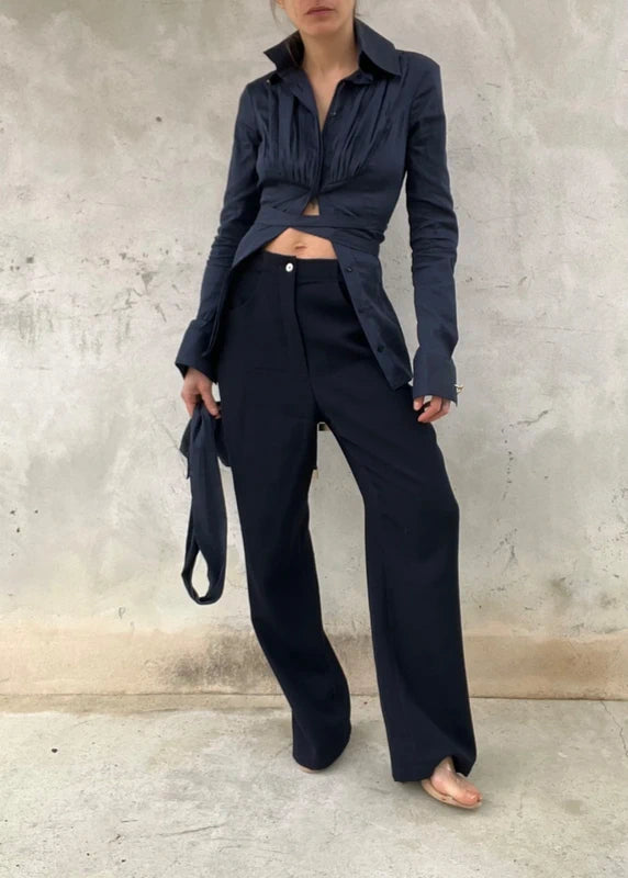 Pantalon lana blu scuro vintage