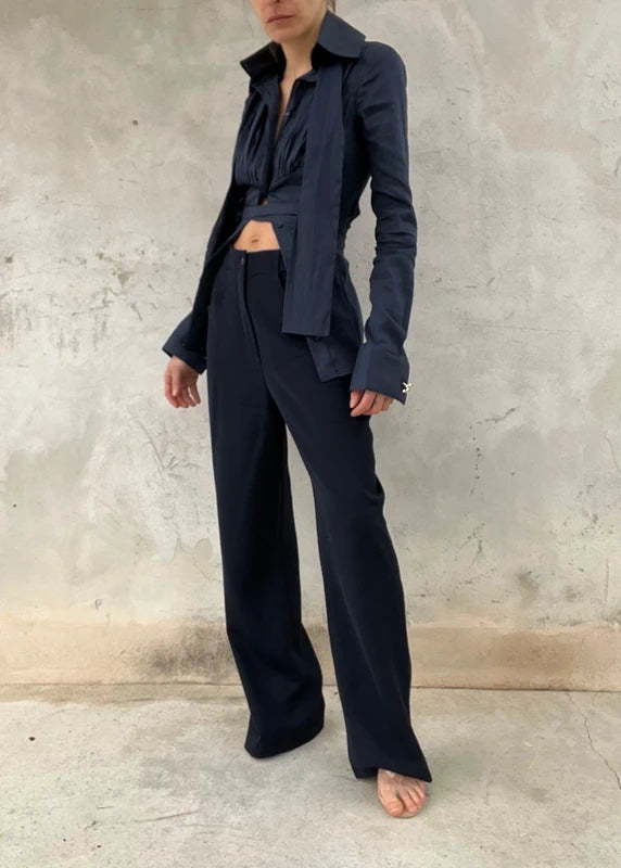 Pantalon lana blu scuro vintage