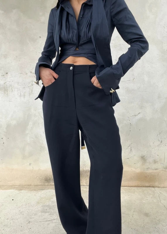 Pantalon lana blu scuro vintage