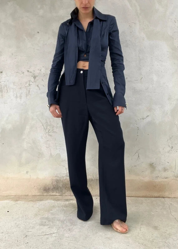 Pantalon lana blu scuro vintage