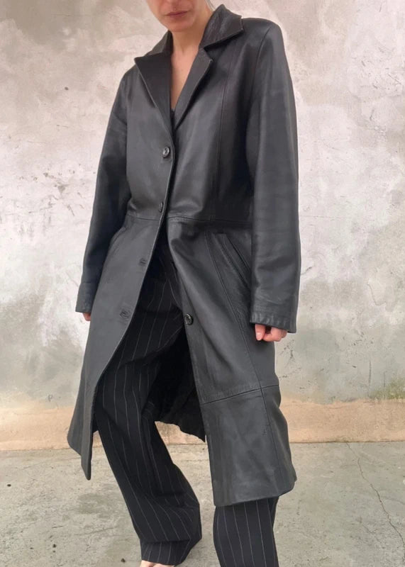 Trench anni 90 nero in pelle