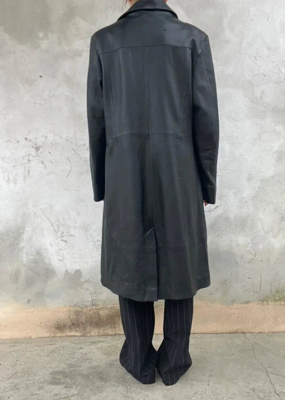Trench anni 90 nero in pelle