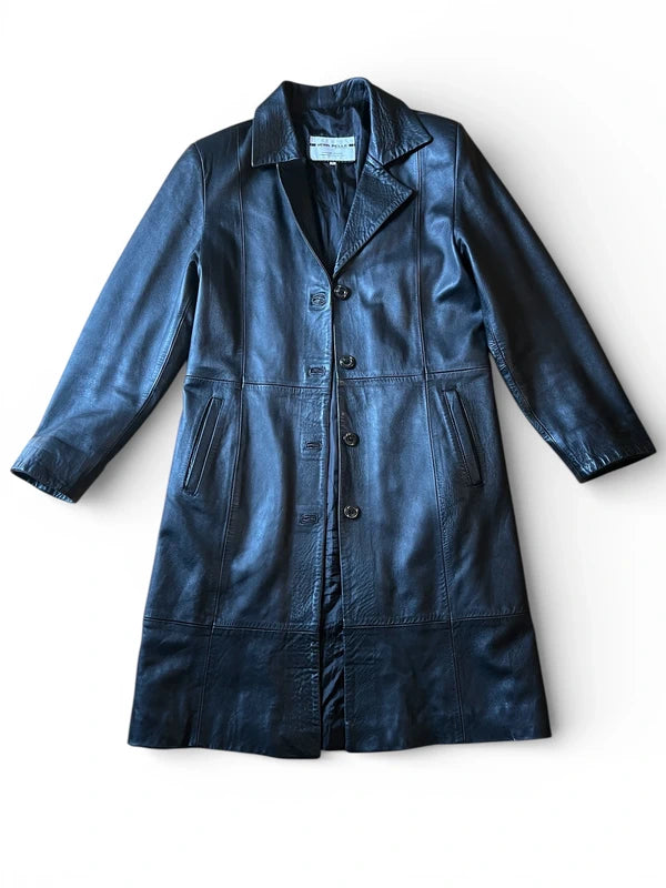 Trench anni 90 nero in pelle