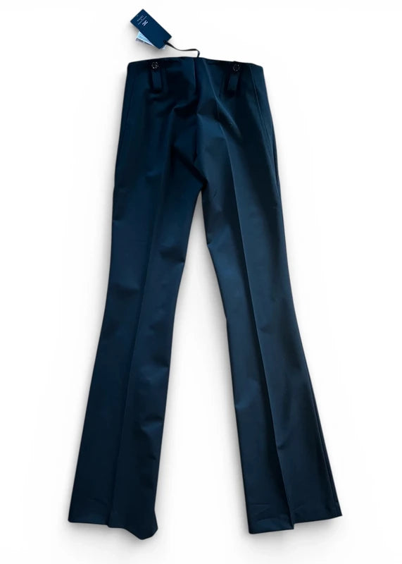 Pantaloni vita bassissima in misto lana neri
