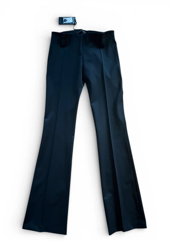 Pantaloni vita bassissima in misto lana neri