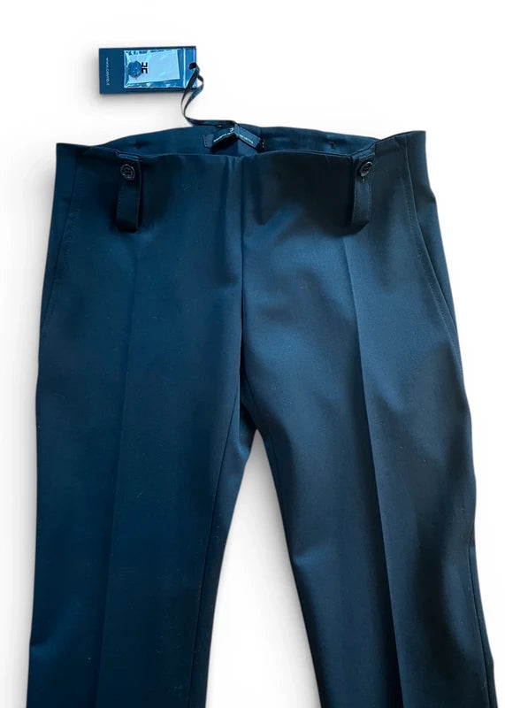 Pantaloni vita bassissima in misto lana neri