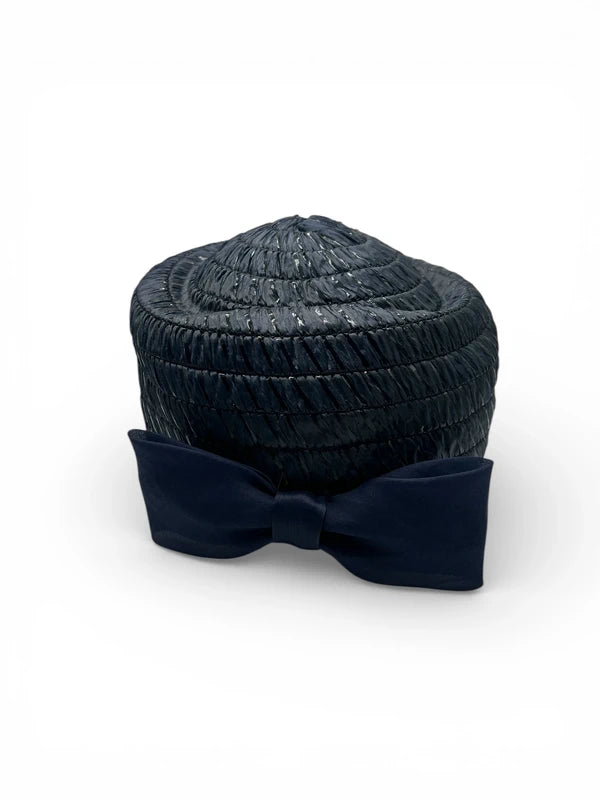 Pillbox in rafia blu anni'50