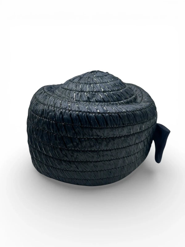 Pillbox in rafia blu anni'50