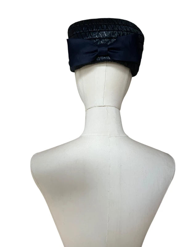 Pillbox in rafia blu anni'50