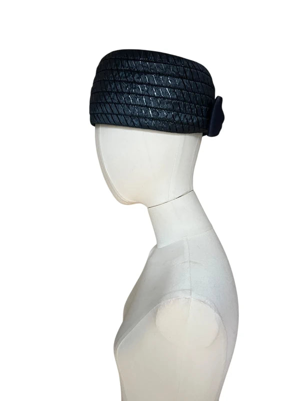 Pillbox in rafia blu anni'50