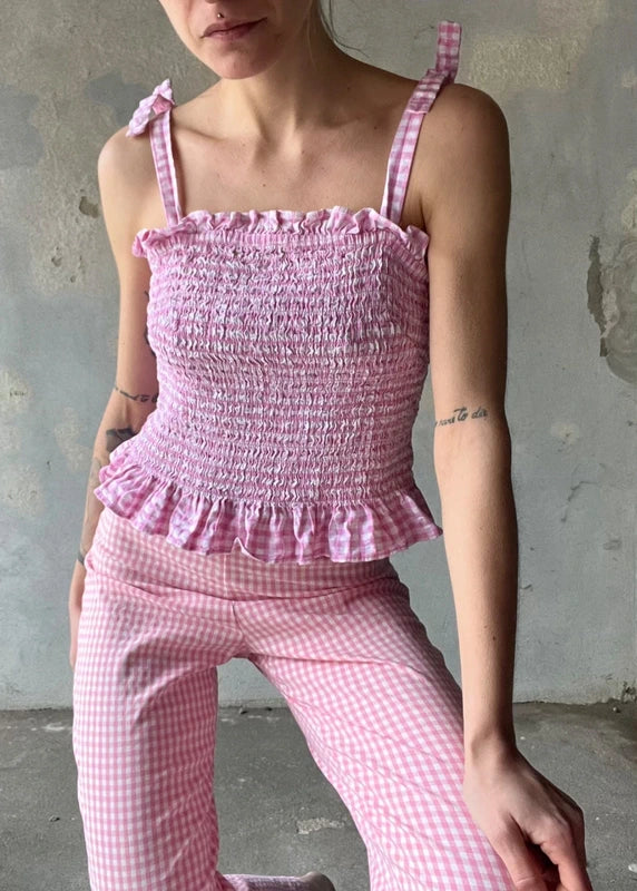 Top Vichy rosa