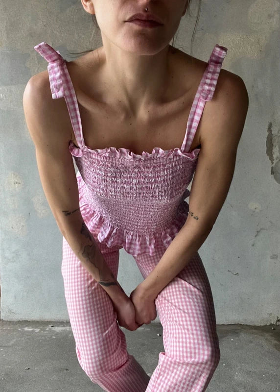 Top Vichy rosa