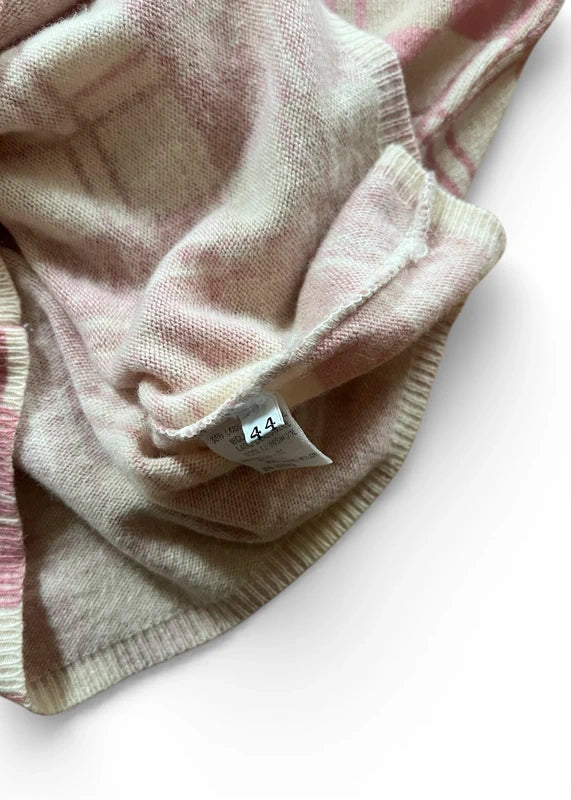 Maglione a quadri rosa con bordo pelliccia sintetica