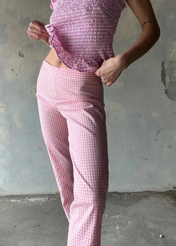 Pantaloni vichy rosa