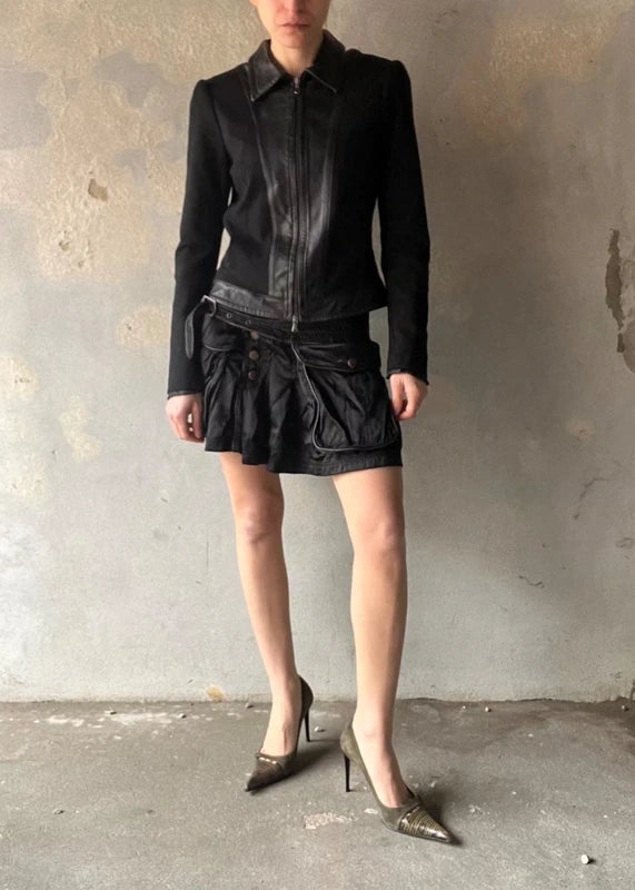 Giacca Extyn vintage in pelle e tessuto