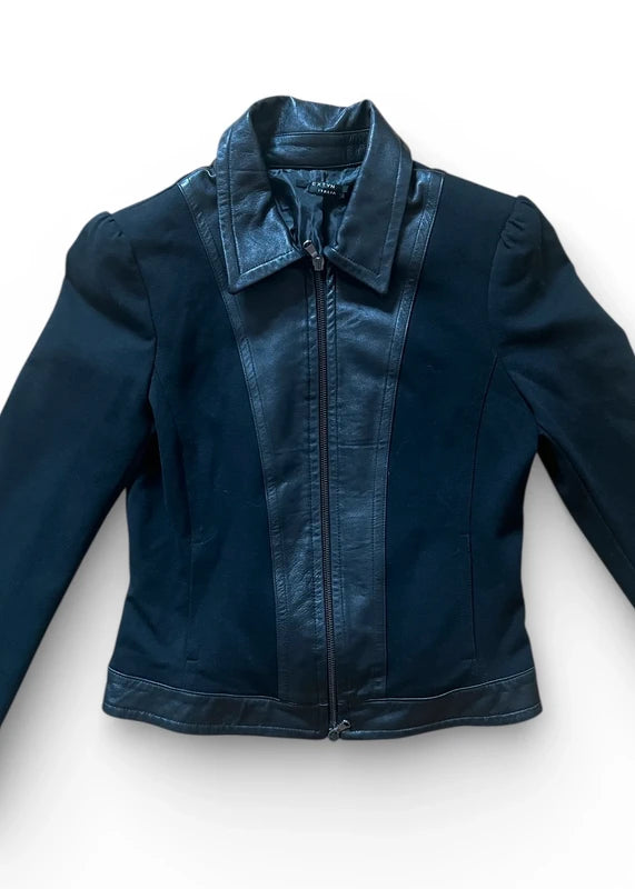 Giacca Extyn vintage in pelle e tessuto