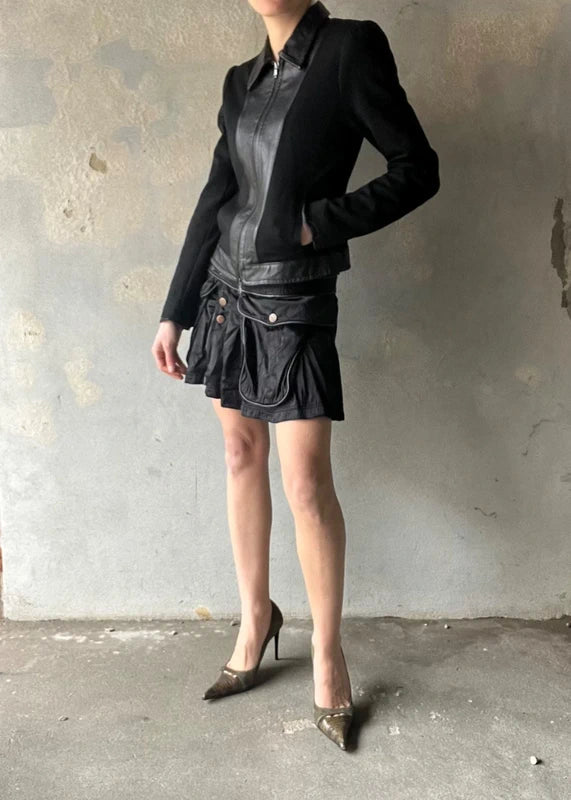Giacca Extyn vintage in pelle e tessuto