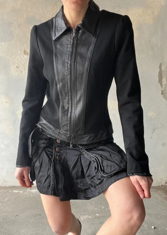 Giacca Extyn vintage in pelle e tessuto