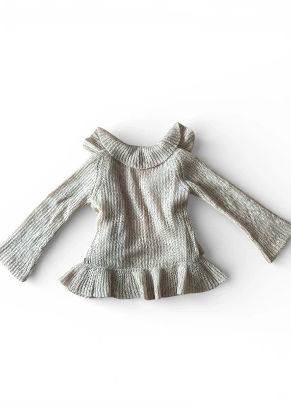 Cardigan beige con collo ampio