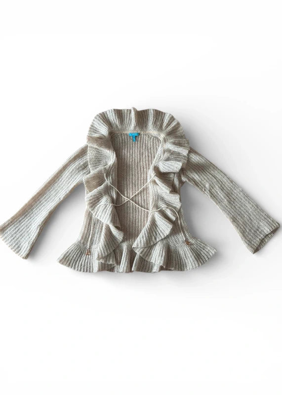 Cardigan beige con collo ampio