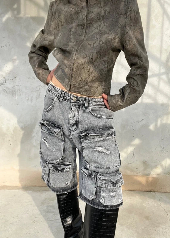 Denim jords pants grigio